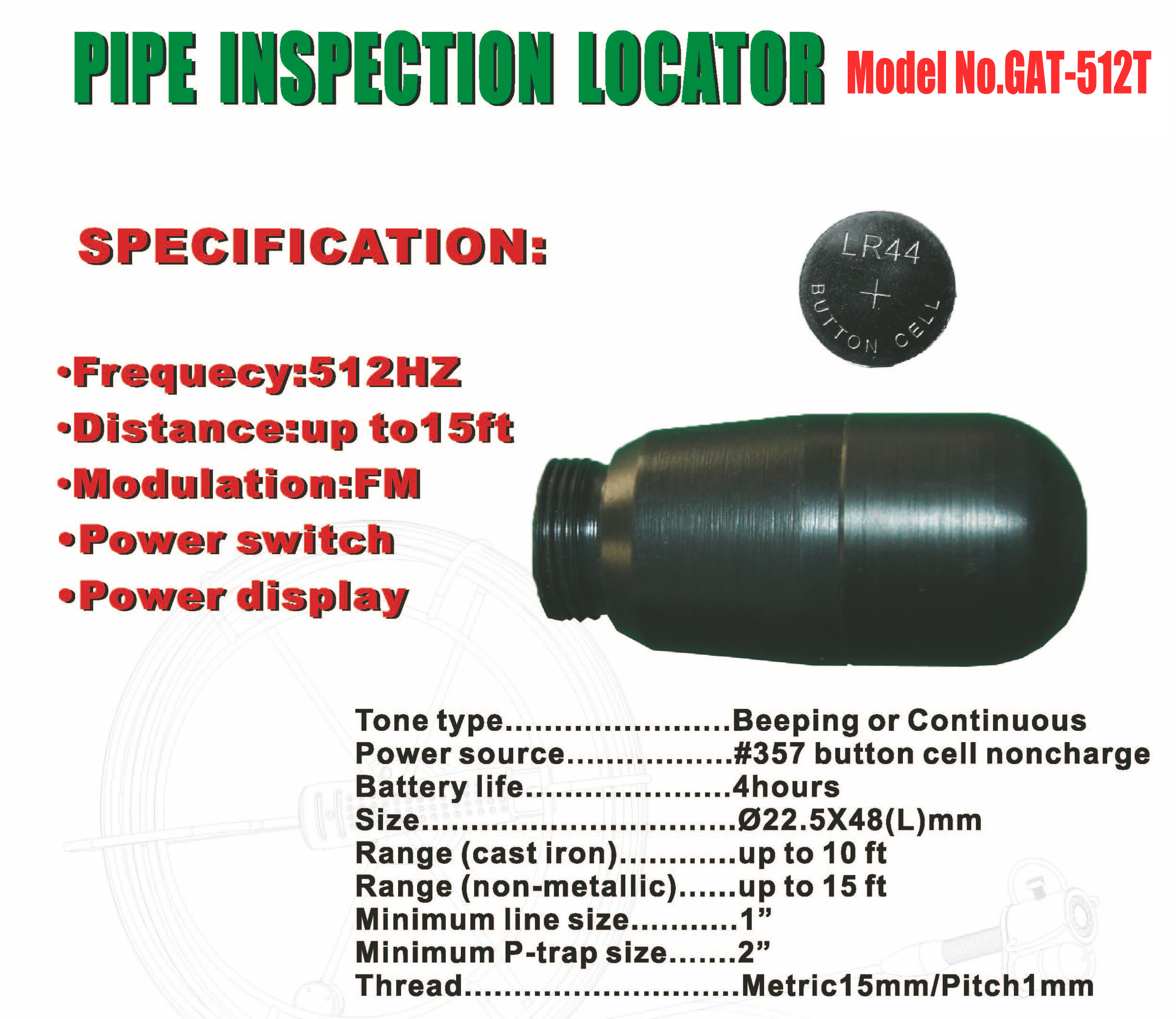 GAT-512T Pipe Inspection locato r(512Hz Transmitter)